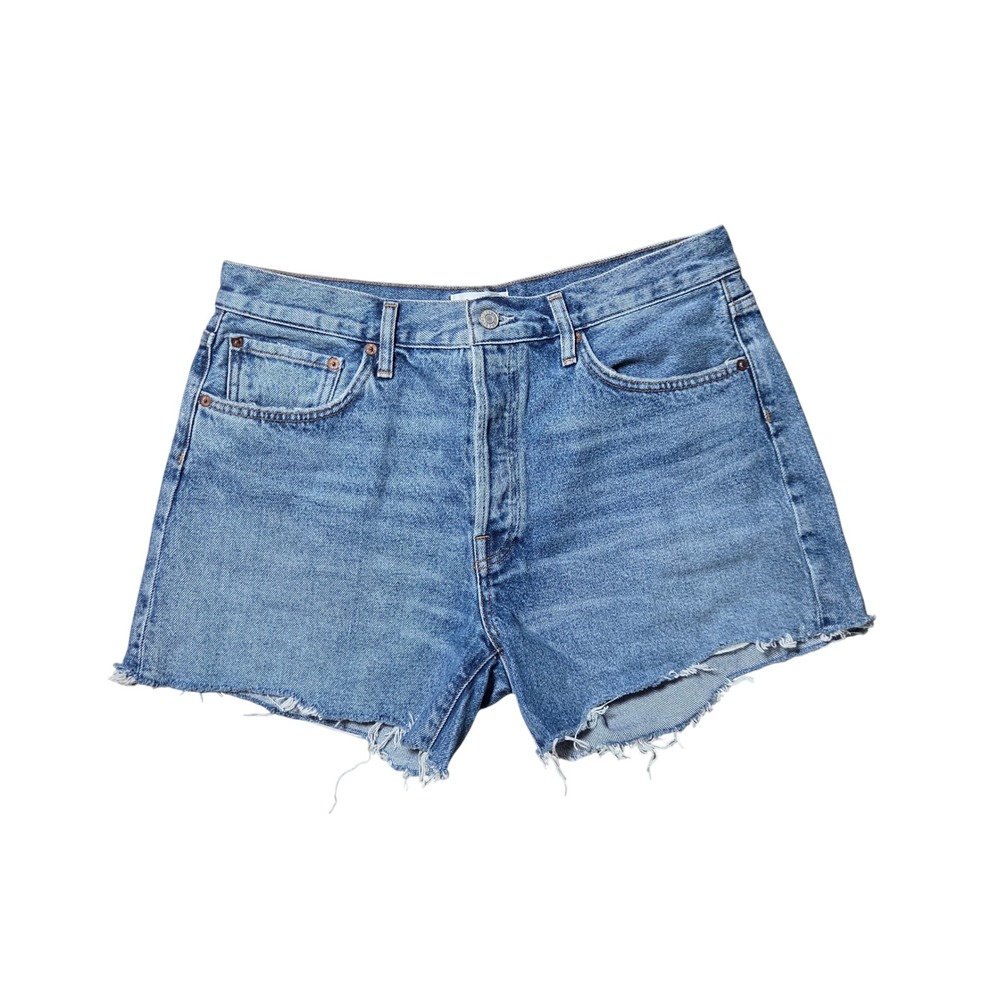 AGOLDE Parker Long High Rise Denim Shorts Medium Wash Size 31
